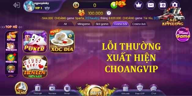 lỗi thường xuất hiện Choangvip