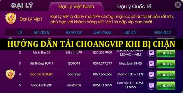 hướng dẫn tải Choangvip khi bị chặn
